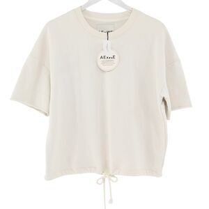 AMERICAN EAGLE Sweatshirt Womens Sz XS Ivory‎ Cotton Blend Drawstring Waist NEW